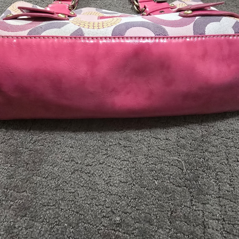 Vintage COACH Pink Patterned Tote Bag with Pink Trim - Picture 11 of 13